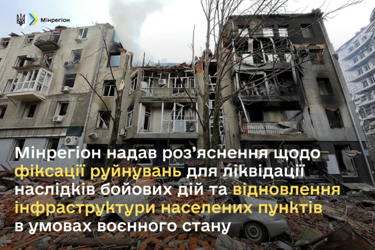 Minregion Nadav Rozyasnennya Shhodo Fiksacziyi Rujnuvan Dlya Likvidacziyi Naslidkiv Bojovyh Dij Ta Vidnovlennya Infrastruktury Naselenyh Punktiv V Umovah Voyennogo Stanu 1 768X512 (1)